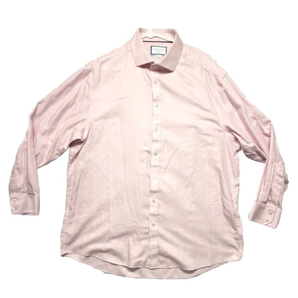Charles Tyrwhitt Dress Shirt Mens 18-35/46 Pink Cotton Non Iron Classic Fit